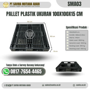 Pallet Plastik Bekas dan Baru Ukuran 100x100x15 cm - SMA03
