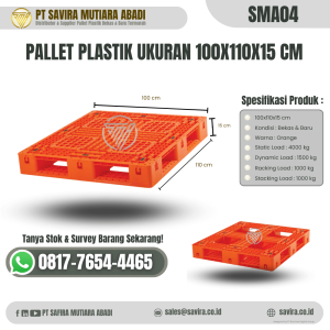 Pallet Plastik Bekas dan Baru Ukuran 100x110x15 cm - SMA04
