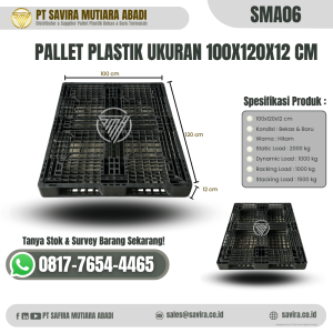 Pallet Plastik Bekas dan Baru Ukuran 100x120x12 cm - SMA06