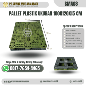 Pallet Plastik Bekas dan Baru Ukuran 100x120x15 cm - SMA08