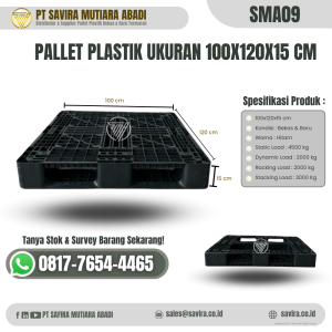 Pallet Plastik Bekas dan Baru Ukuran 100x120x15 cm - SMA09