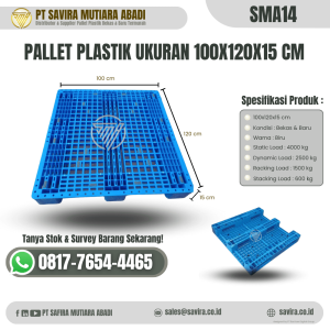 Pallet Plastik Bekas dan Baru Ukuran 100x120x15 cm - SMA14