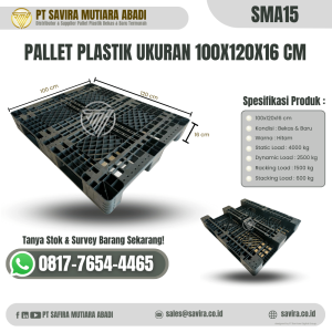 Pallet Plastik Bekas dan Baru Ukuran 100x120x16 cm - SMA15