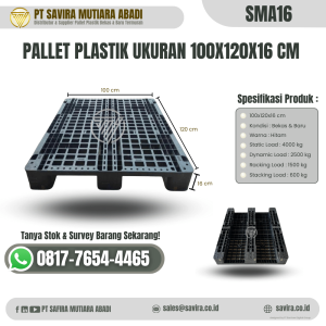 Pallet Plastik Bekas dan Baru Ukuran 100x120x16 cm - SMA16