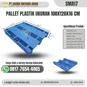 Pallet Plastik Bekas dan Baru Ukuran 100x120x16 cm - SMA17