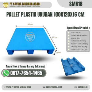 Pallet Plastik Bekas dan Baru Ukuran 100x120x16 cm - SMA18