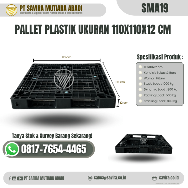 Pallet Plastik Bekas dan Baru Ukuran 110x110x12 cm - SMA19