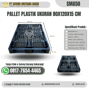 Pallet Plastik Bekas dan Baru Ukuran 80x120x15 cm - SMA50