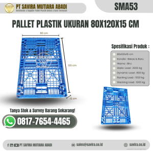 Pallet Plastik Bekas dan Baru Ukuran 80x120x15 cm - SMA53