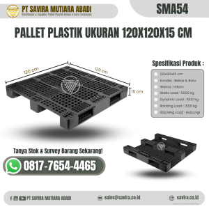Pallet Plastik Bekas dan Baru Ukuran 120x120x15 cm - SMA54